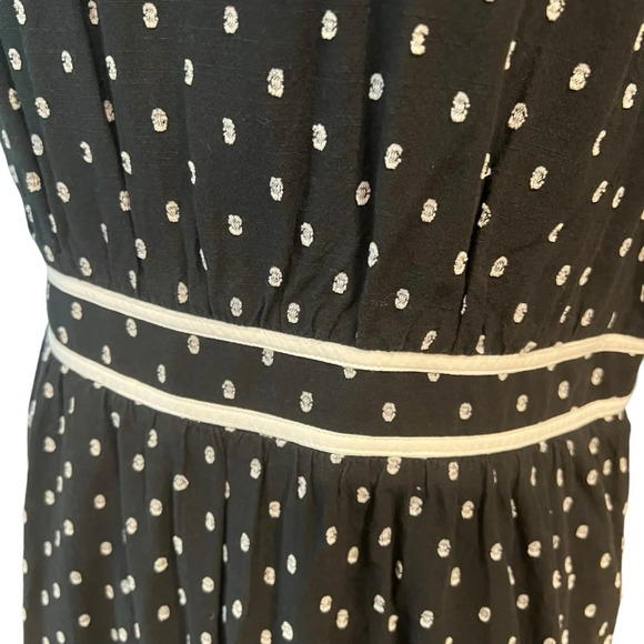 Loft Clip Dot Flounce Dress Blouson Sleeves Black Size 6 - Picture 12 of 16